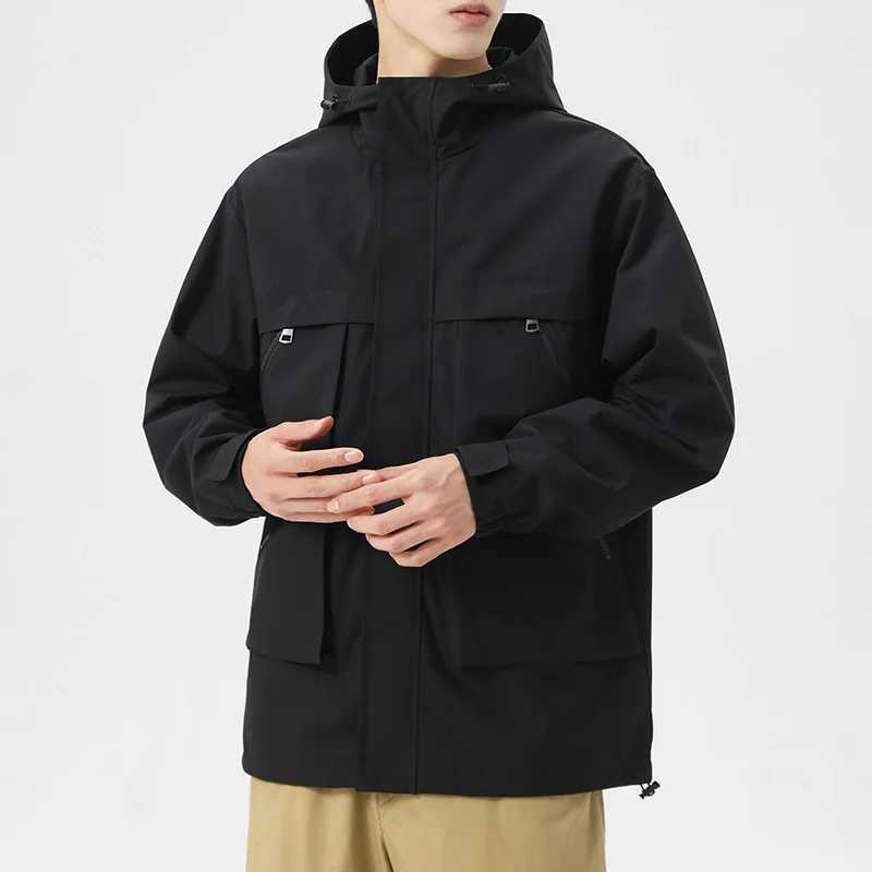 Men Jacket Hooded Windbreaker Trench Oversize 6XL 7XL 8XL Plus Size Black Light Coats Loose Male Waterproof Breathable SoftshellT250311
