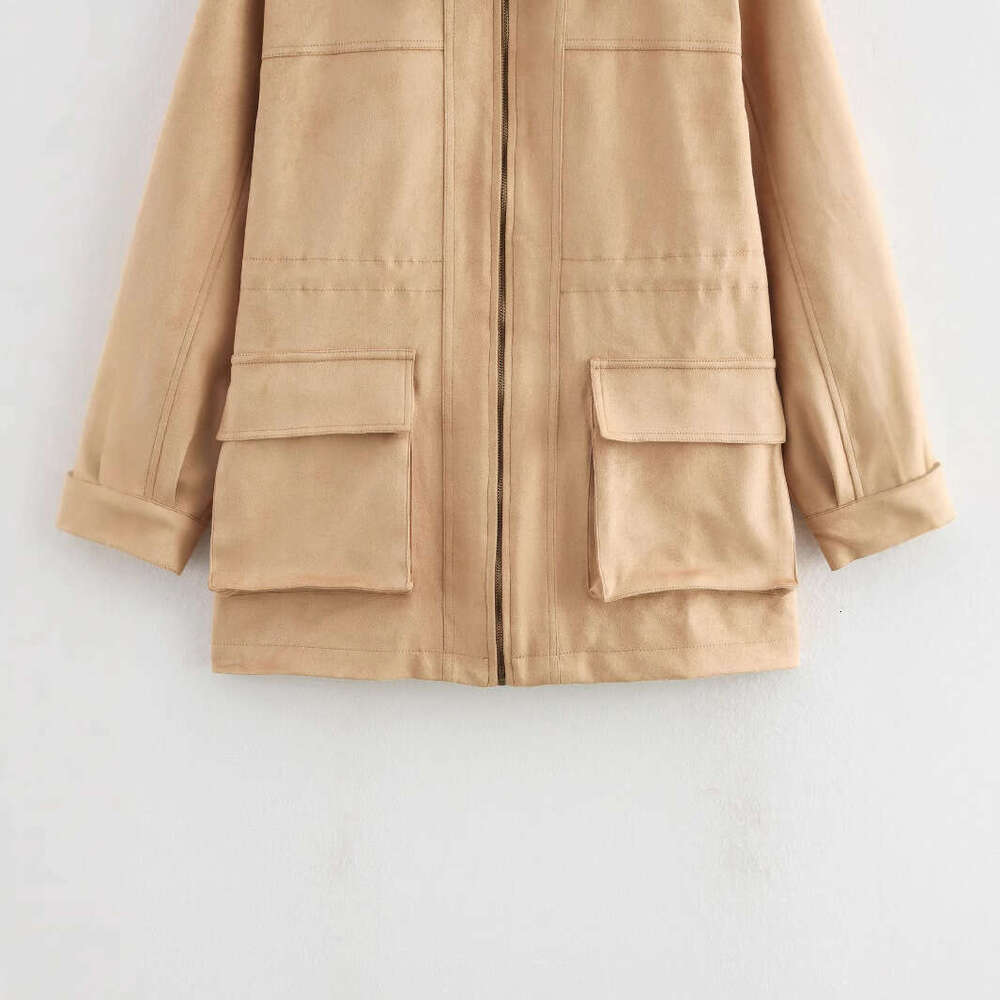 2024 Autumn And Winter New Style Women's Clothing Lapel Large Pocket Suede Warm Jacket For Women