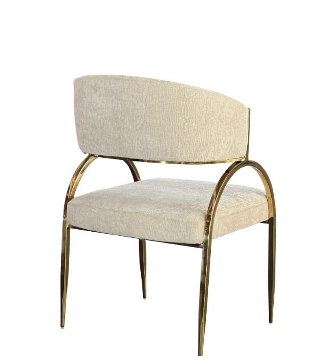 Modern Beige-Gold Colored Alanya Dining Seat Ideal for Home Decor