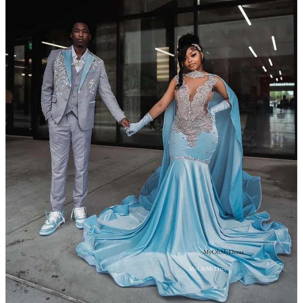 Dia Long Prom For Black Girls Beaded Birthday Party Dresses African Mermaid Evening Gown Robe De Customized al0311