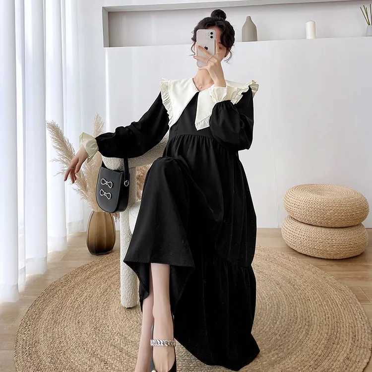 Ruffle Fashion Maternity Dress A Line Loose Clothes For Pregnant Women Pregnancy Photoshoot Dress Elegant Vestidos De FotografaT250311