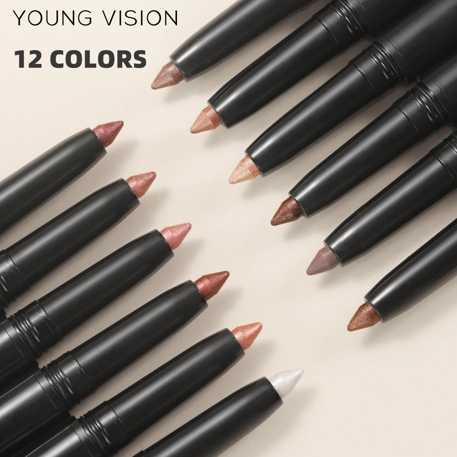 YOUNG VISION 6colorspack Pearlescent color rotating eyeshadow stick waterproof cultivation silkworm eye makeup pencil 240310