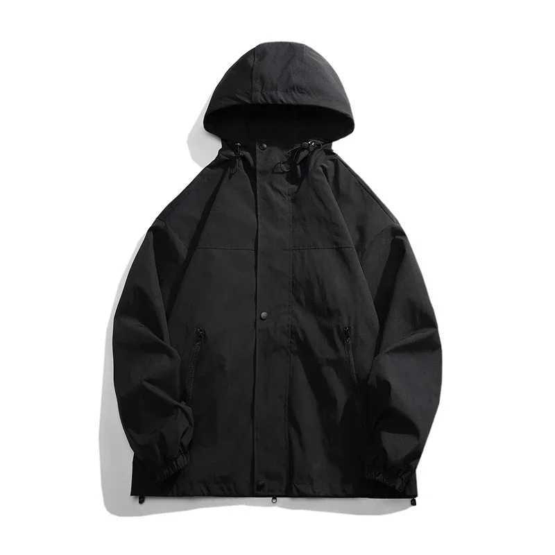 2024 Men Hooded Jacket Men Bomber Jacket Mens Windbreakers Zipper Coats Spring Autumn Loose Cargo Jacket Men Casual SportswearT250311