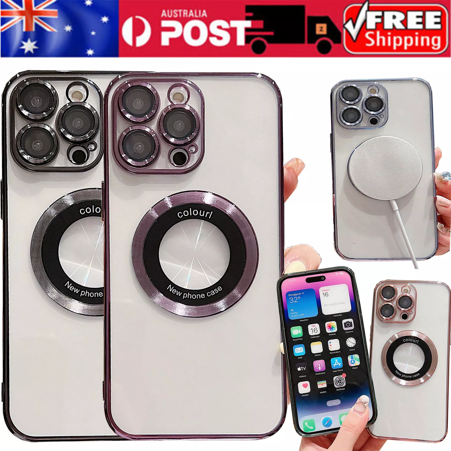 iPhone 15 14 Pro Max Magnetic Shockproof Slim Clear Plating Apple Case Cover NEW