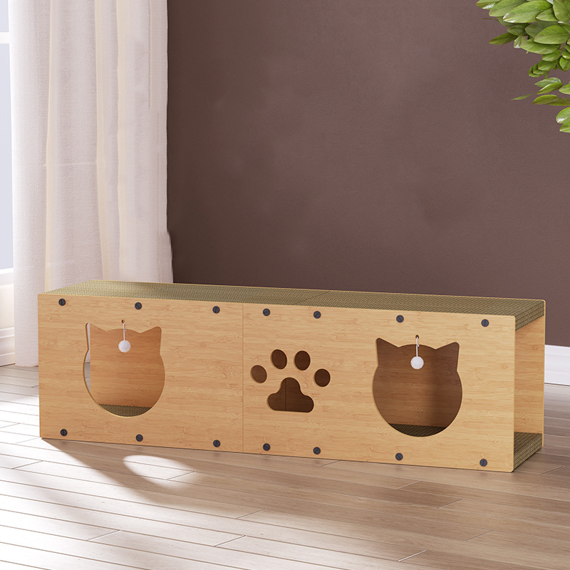 Durable Double-Layer Cat Tunnel Scratcher with Densified Board All-Season Cat Bed and Play Toy for Indoor Cats