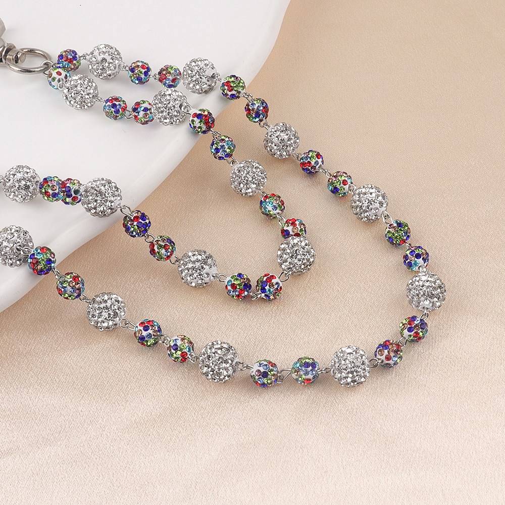 Popular mens and womens pants chains high-quality colored diamond beads prayer beads waist chains body chains handmade accessories250122