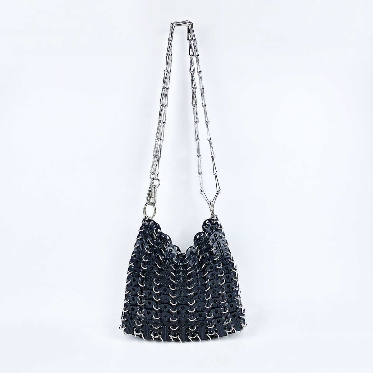 Metal Sequin Large Capacity Mobile Phone Messenger Chain Bag Diy Manual Bag Women's Fashion Trend 250315