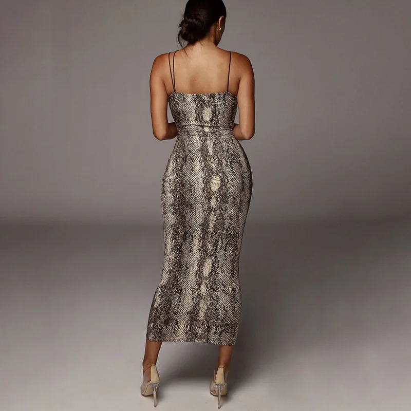 Summer Sexy Leopard Sleeveless Elegant Dress Women Clothing Female Fashion High Waist Spaghetti Strap Slim Evening Party Dresses 250310
