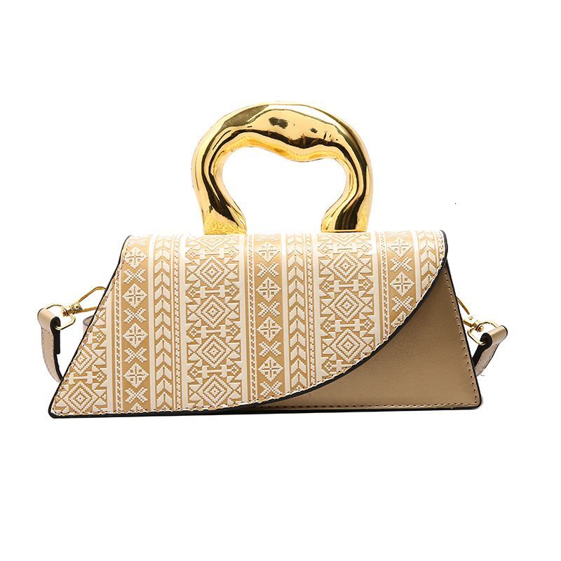 French Shell 2024 New Trendy Western Style Electroplated Handbag Printed Splicing Bag