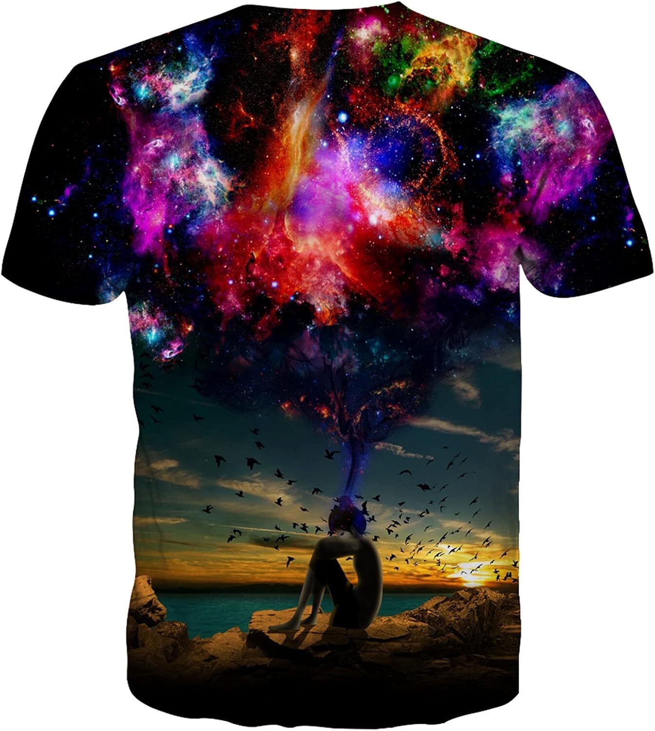 Mens T shirt Unisex 3D Graphic Print Shirts for Mens Women Casual Short Sleeve Tee Shirts Top tee Casual tops summer clothes starlit sky