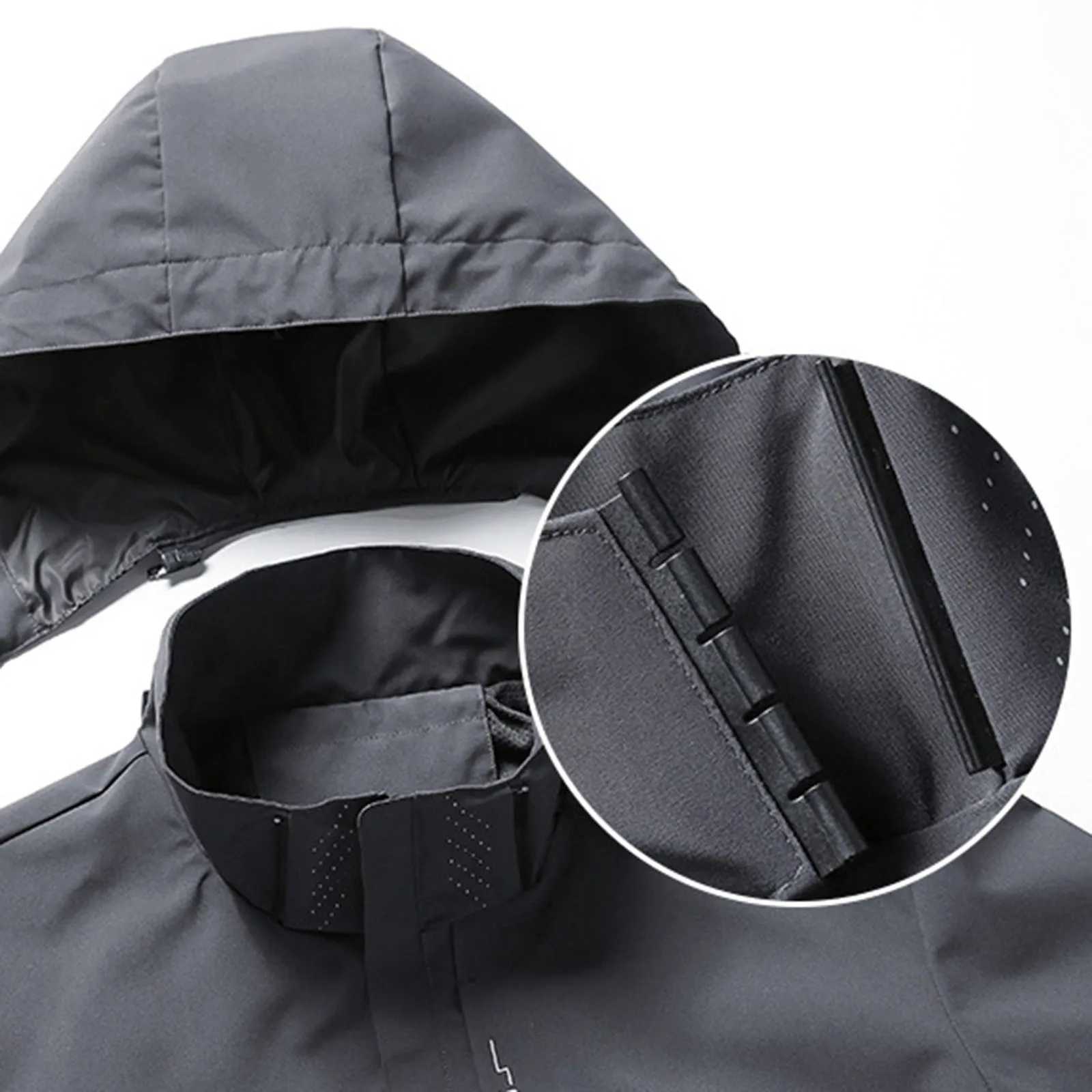 Mens Waterproof Jacket Outdoor Lightweight Hooded Gym Sport Windbreaker Solid Color Windproof Anoraks Winter Jackets For MenT250311
