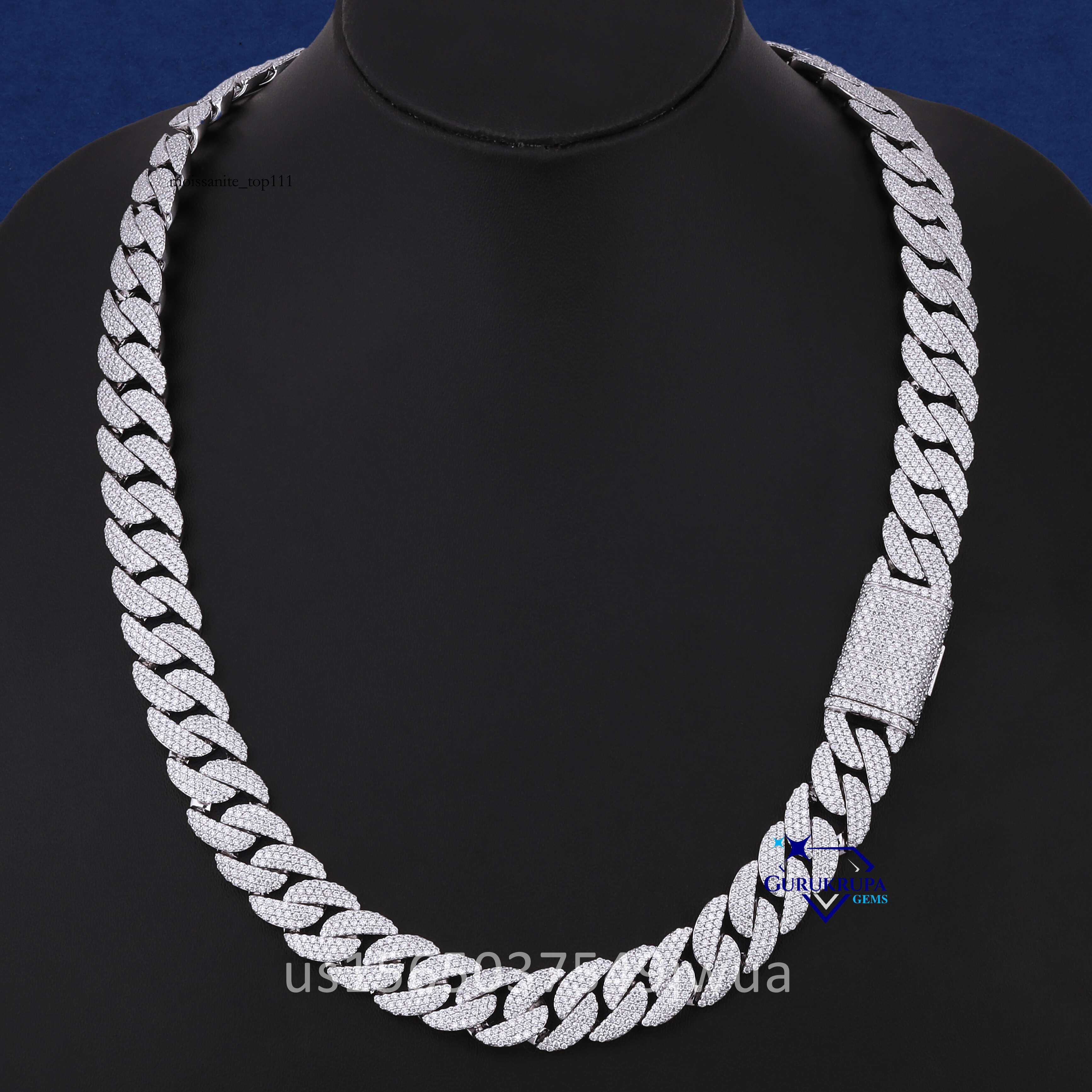 High Quality 22mm Iced Out Miami Bg 14k Solid White Gold Custom Necklace Moissanite Dia Cuban k Chain