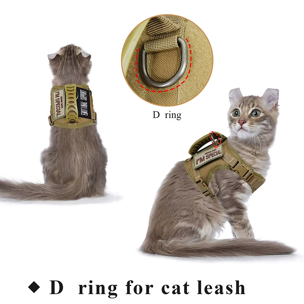 Tactical Dog Harness and Leash Set Adjustable Escape Proof Mesh Vest with Handle for Large Cats Kittens and Small Dogs