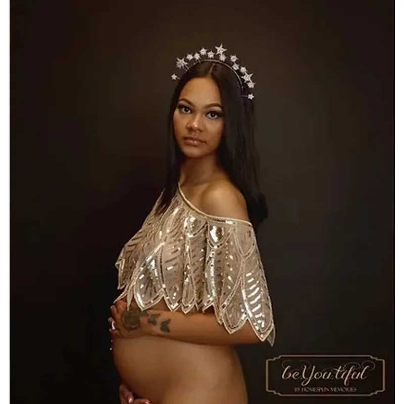 Maternity/Boudoir Body Cape Sequin Dresses Photoshoot Baby Shower Dresses Pregnancy Dress X250224