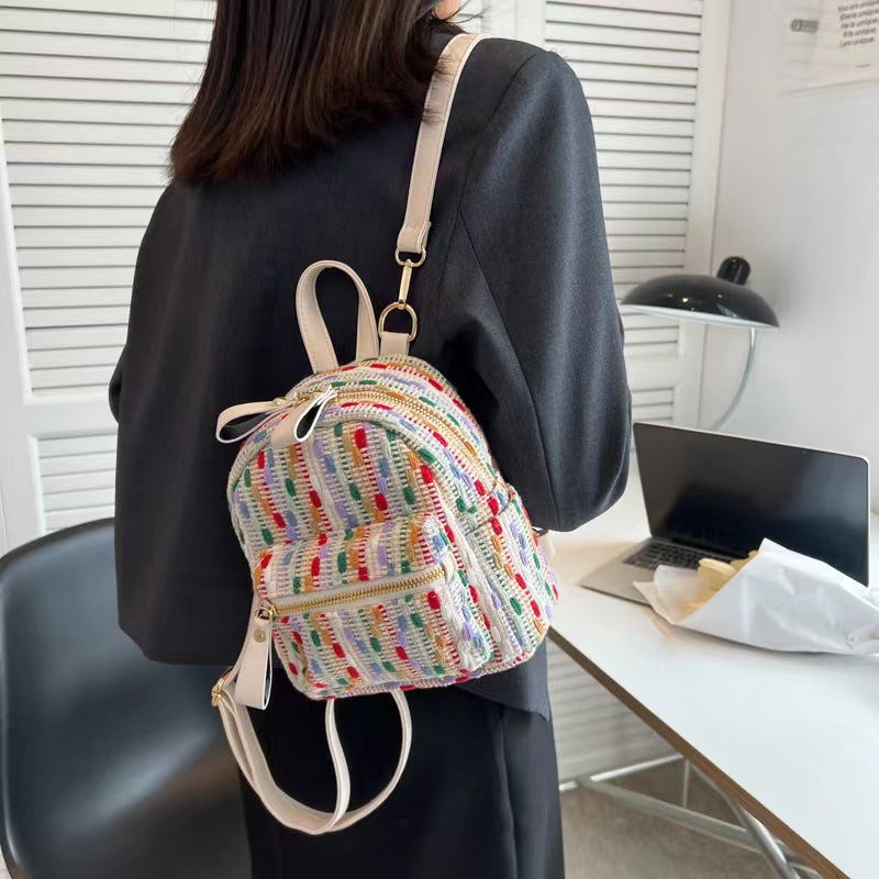 Double shoulder small backpack personalized polyester contrasting color fashionable small Backpack