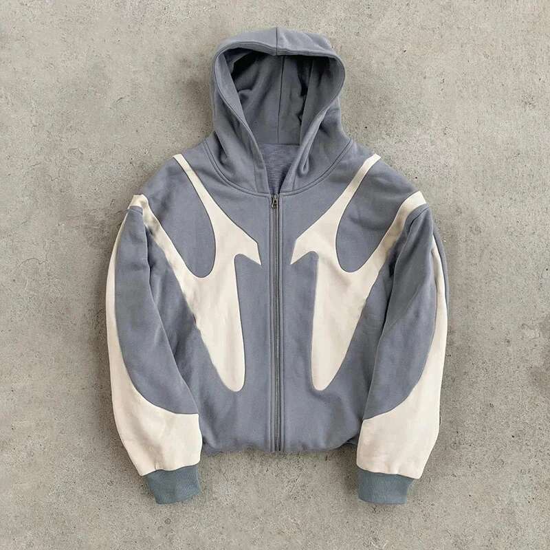 American Retro Letter Printed Devil Pattern Hoodie Y2k Haruku Casual Couple Zipper Hoodies Sweatshirt Fashion Street Clothing
