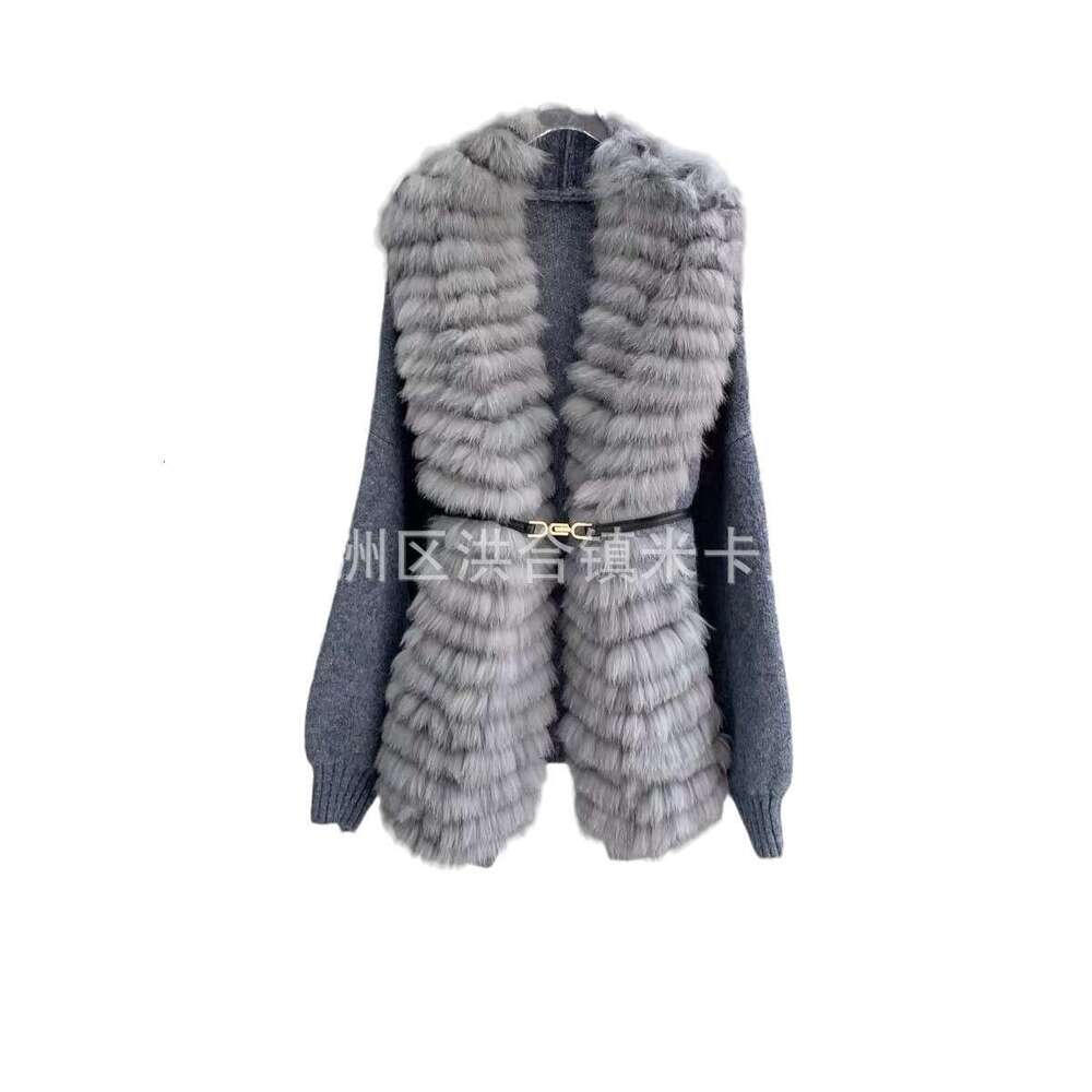 New Genuine Fox Women's Fur Cardigan Jacket, Knitted Sweater, Winter Fur, Spring And Autumn Goods Jacket