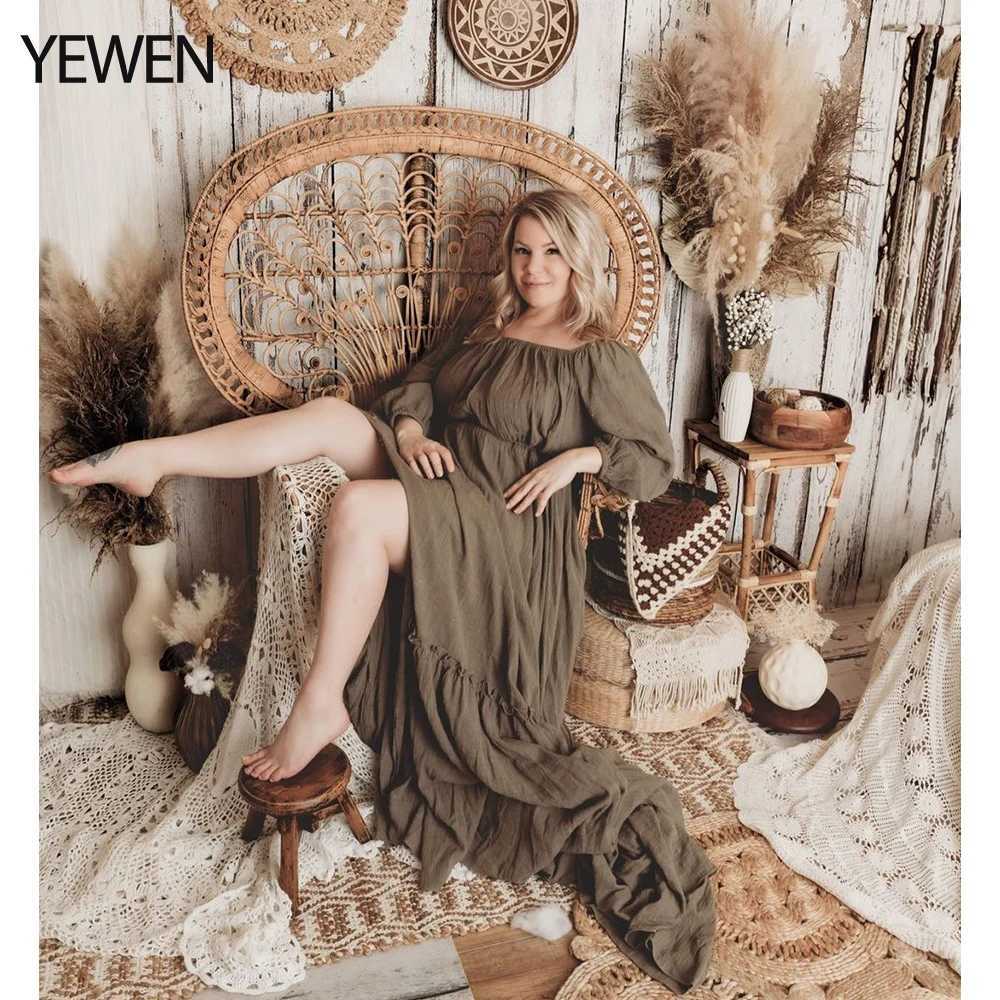Off Shoulder Round Neck Full Sleeves Evening Dresses Photography Dresses for Baby Shower Dress for Pregnant Woman YD21812 X250224