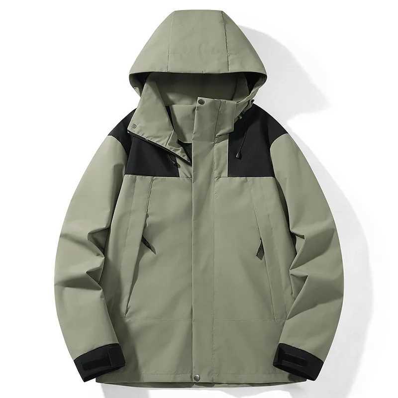 Mens and Womens Same Casual Fashion Solid Color Windproof and Waterproof Outdoor Travel Mountaineering JacketT250311