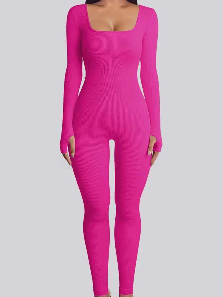 Threaded Fabric High Quality Women Jumpsuits Sleeve Shapewear Hip Lift Yoga Exercise One Piece Jumpsuit With Long Pants
