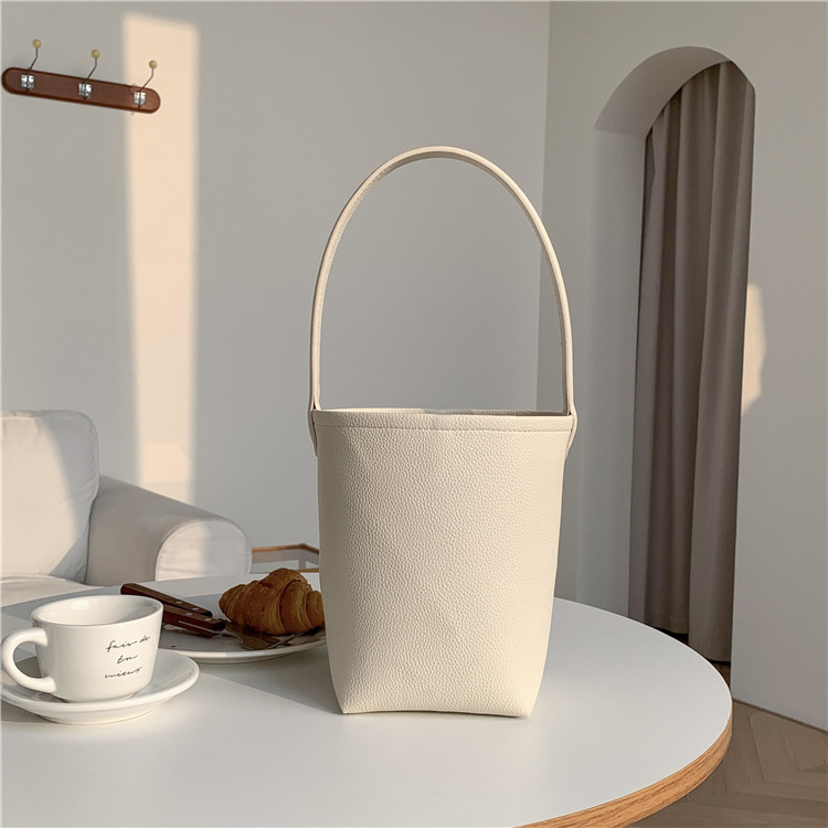 Large capacity handbag underarm cylinder bag pu matte leather bucket bag