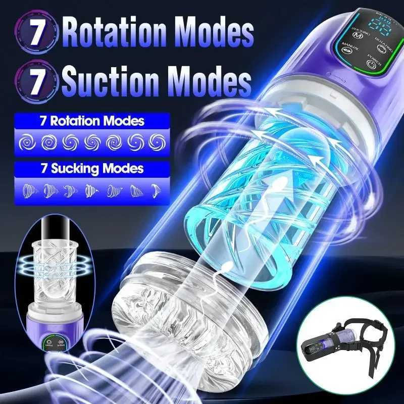 Male Masturbator Masturbation Cup Vagina Massage Pussy Sex Toys Adult for 7 types Rotation and Suction Modes Sucking ThrustingXJ250311