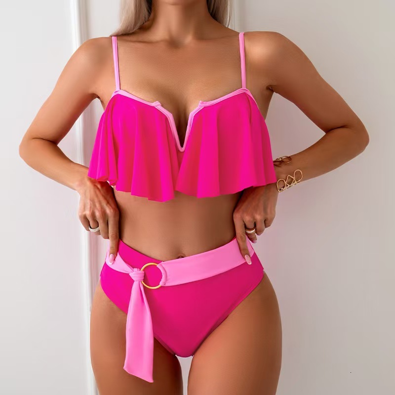 2025 Designer Swimsuit Split Style Sexy Color Blocked Women's Swimsuit Luxury Fashion Nylon Bikini Outdoor Beach Wear Casual Wear