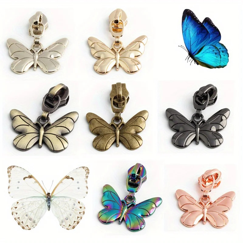 5PCS 40mm 5# nylon butterfly zipper puller handbag jacket bag wallet clothing metal detachable sewing slider 250311