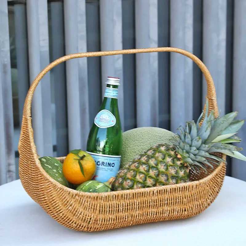 a Picnic Basket with Handle Open Top Garden Harvest Basket Fruit Vegetable Easter Candy Eggs Gathering Baskets X250311