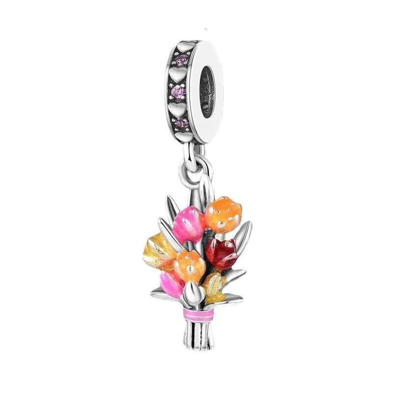 925 Sterling silver Plant Series Flower Charms beads Pendant DIY Accessories fit Bead Bracelet Necklace Making for women jewelry gift