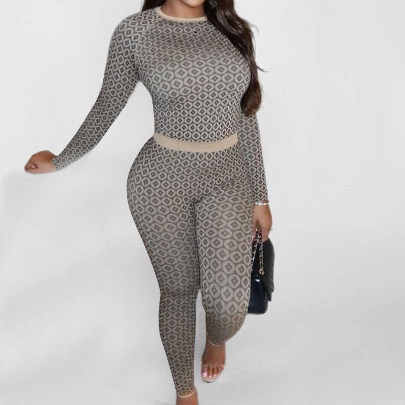2025 Spring New Women's Sexy Spicy Girl Printed Slim Fit Long Sleeve Set For Women KLMY