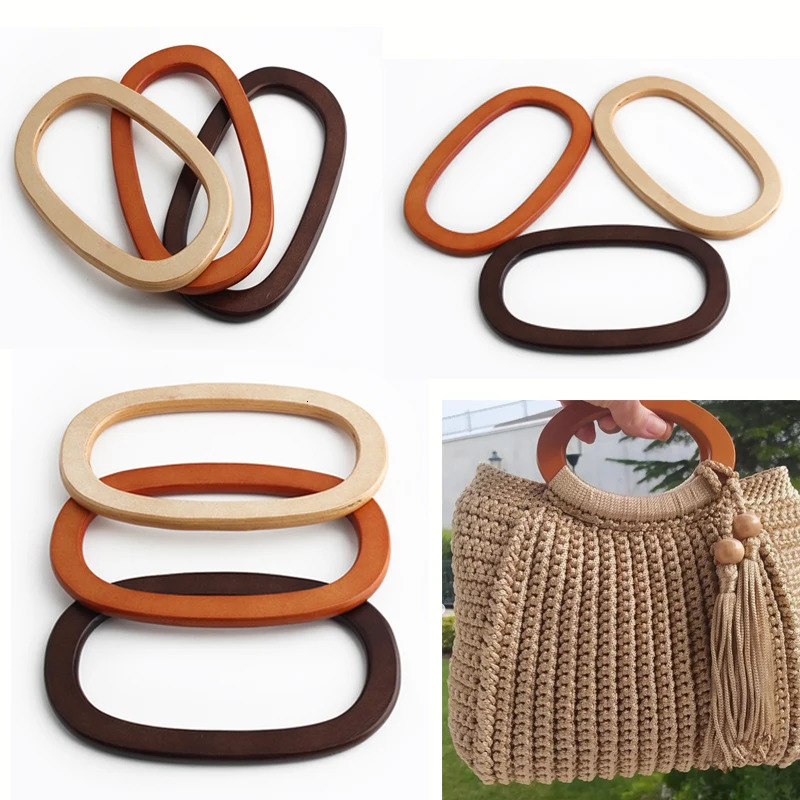 2PCS oval board handbag straw bag handle DIY tool accessories cross shaped retro decoration carrying ring 250311