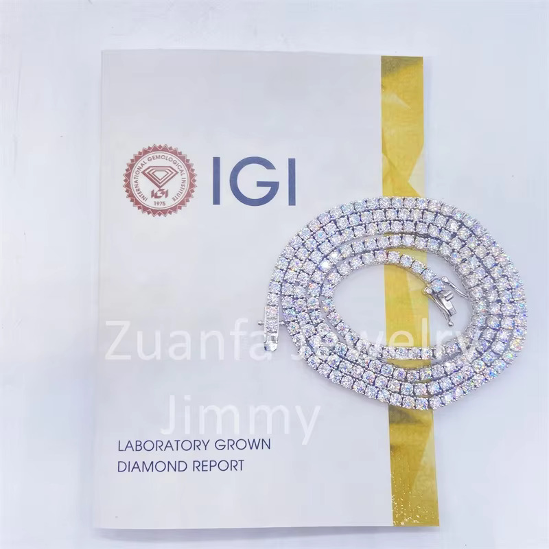 IGI Certificates 3mm Lab Grown Diamond Jewelry 10k Real Gold Personalized Tennis Necklace and Bracelet