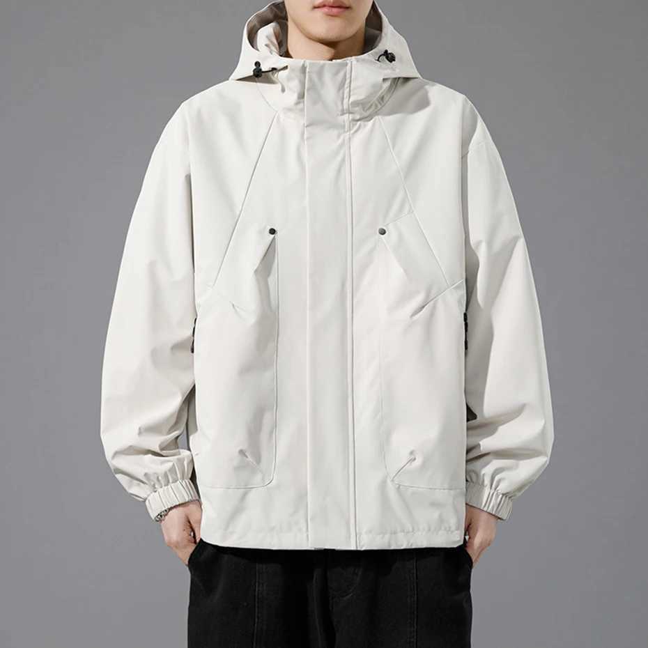 Men Jacket Trench Coats Windbreaker Oversize 6XL 7XL 8XL Plus Size Waterproof Black Bomber Camping Hooded Loose Thin SoftshellT250311