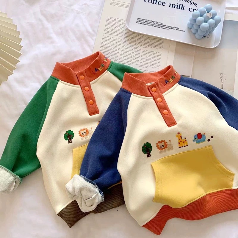 Ddmyshoesvip Children New Round Neck Hoodie Small Medium Sized Loose Top Cartoon Men S And Women S Autumn Fashion