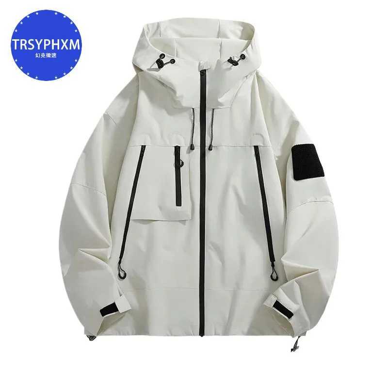 TRSYPHXM 2024 new Mens jacket outer jacket spring and autumn new simple hooded outdoor workers big pocket jacketT250311