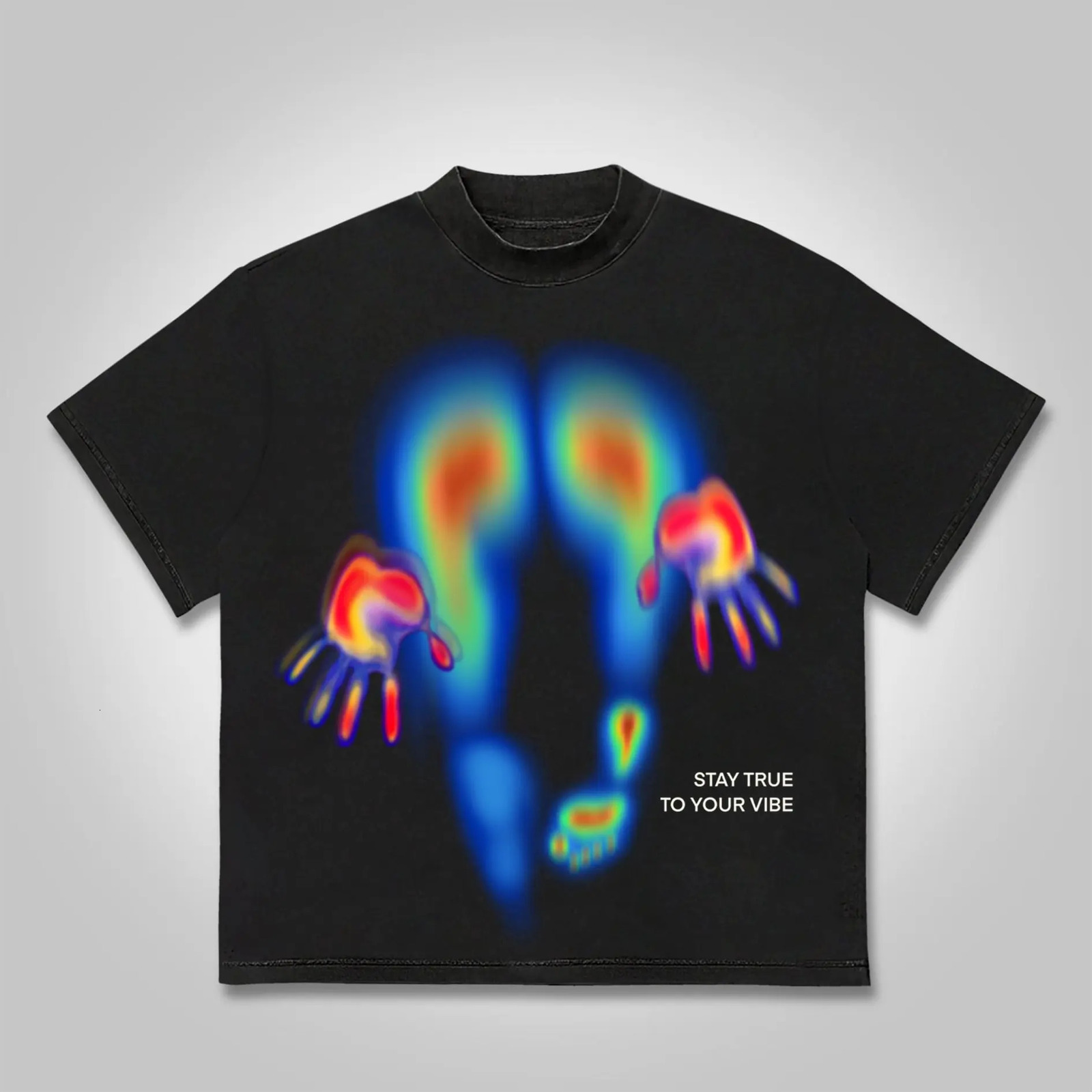 Thermal sensitive feature cotton T-shirt mens Y2K summer short sleeved oversized T-shirt womens top abstract graphic 250310