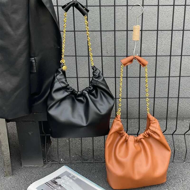 Fashion Leather Shoulder Bags For Women 2024 Winter New Tend Female Simple Soft Hobo Bag Lady Solid Color Handbags