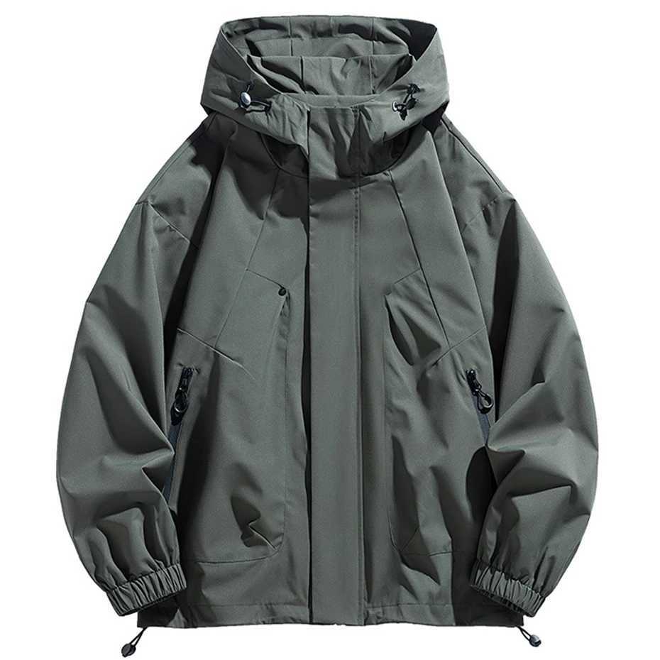 Men Jacket Trench Coats Windbreaker Oversize 6XL 7XL 8XL Plus Size Waterproof Black Bomber Camping Hooded Loose Thin SoftshellT250311