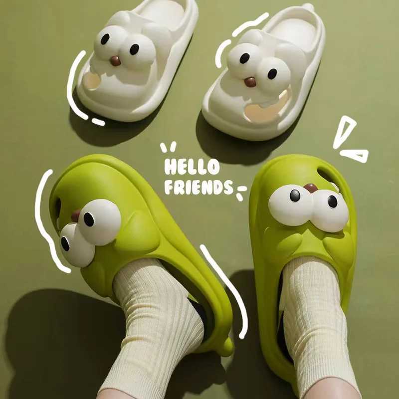 WomenS Cartoon Slippers Summer Beach Cloud Big Eyes Dog Kawaii Slides Sandals Funny Flip Flops Indoor Outdoor Soft Non SlipT250311