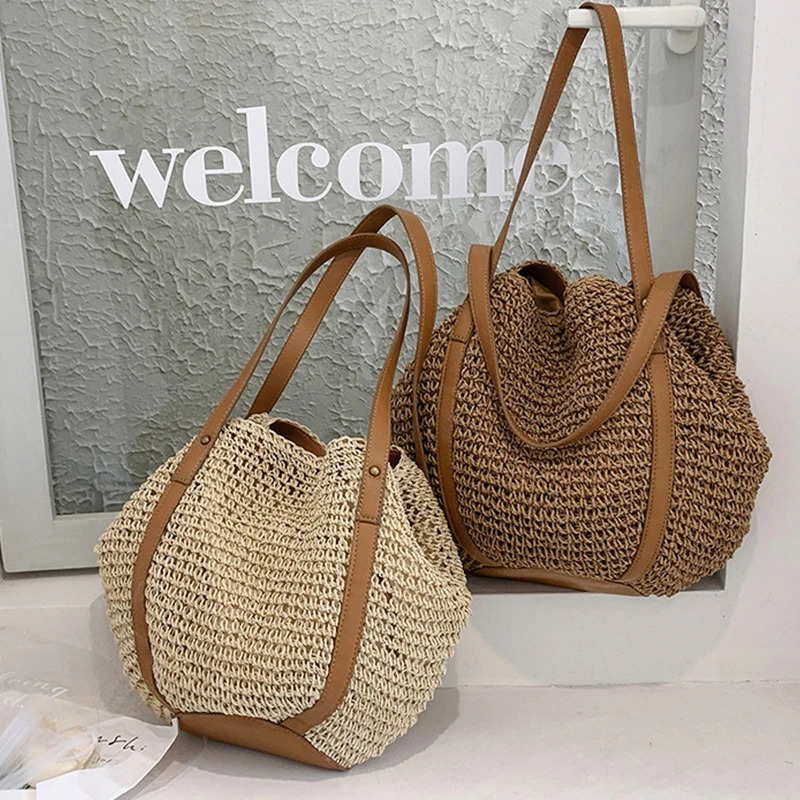 Casual Womens Underarm Shoulder Bag y n Straw Woven Large Capacity Fashion Hobo Handbag Summer Beach BagShopper Tote 250311