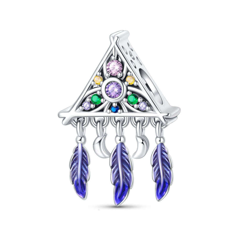 925 Sterling silver Dreamcatcher Moon Bead Pendant Charms Fit bracelet DIY Jewelry Accessories Bracelet New Style