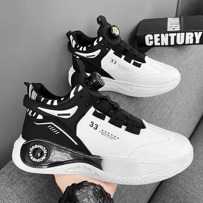 2025 New Model Sneakers With Rotating Buckle Comfy Non Slip Lace Up Durable Shoes For Mens Outdoor Activities