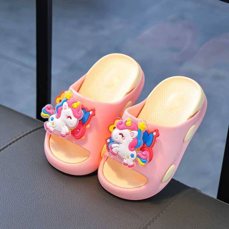 Rainbow Horse Childrens Slippers New Summer Sandals Indoor Home Bath Non-Slip Girls Children Baby Sandals SlippersT250311