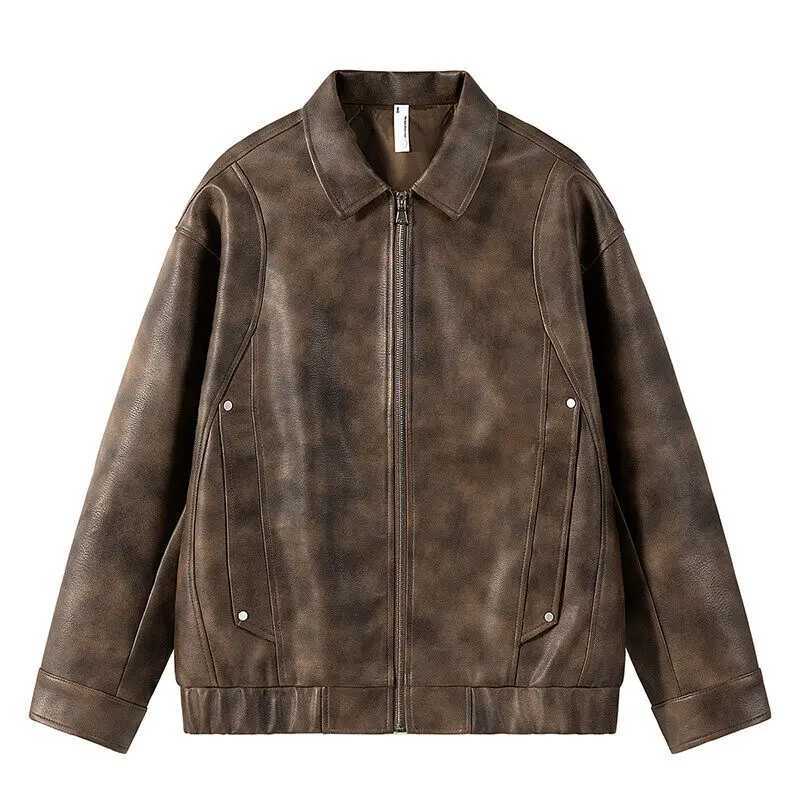 2025 New Mens Leather Jackets Fashion Tie-Dye Motorcycles Coats Male PU Casual Outwear Moto Biker Leather Jacket StreetwearT250311