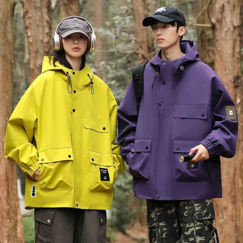 New 2024 Mens Waterproof Hiking Jacket Women Autumn Hooded Windproof Windbreaker Outdoor Hiking Camping Fishing Travel CoatsT250311