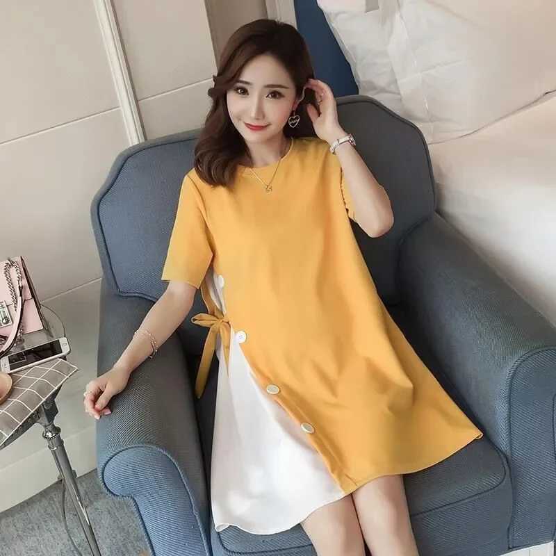 Maternity Dress For Pregnant Women Clothes Casual Patchwork Long-sleeved Loose T-shirt Photography Tops Clothes SkirtT250311