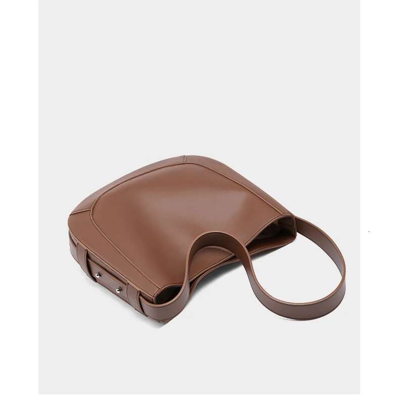 Ladies' Fashion Commuter Shoulder Trendy Large Capacity Bucket Real Cowhide Leather Women's Handbag High Sense Tote Bag
