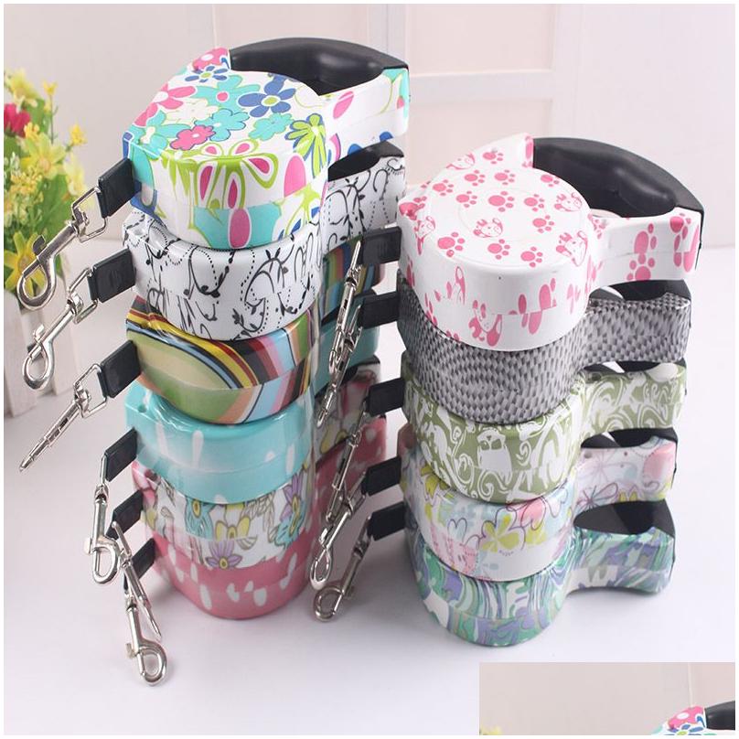Dog Collars 5M Leashes Lead Pets Cats Puppy Leash Automatic Retractable Walking For Small And Medium Pet Portable Chest Harness Supp Otouv