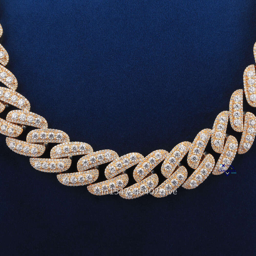 Premium Personalized Designer Hip Hop Cuban Chain Crafted With 14kt Yellow Gold and Moissanite Dias Necklaces for Men